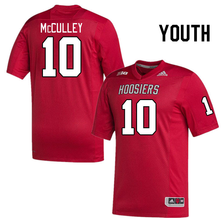 Youth #10 Derin McCulley Indiana Hoosiers College Football Jerseys Stitched Sale-Red